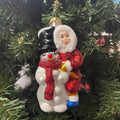 Ukrainian Snowman with Child, White/ Red, Figurine Christmas Ornament - Holiday Corner