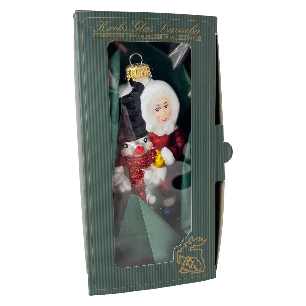 Ukrainian Snowman with Child, White/ Red, Figurine Christmas Ornament - Holiday Corner