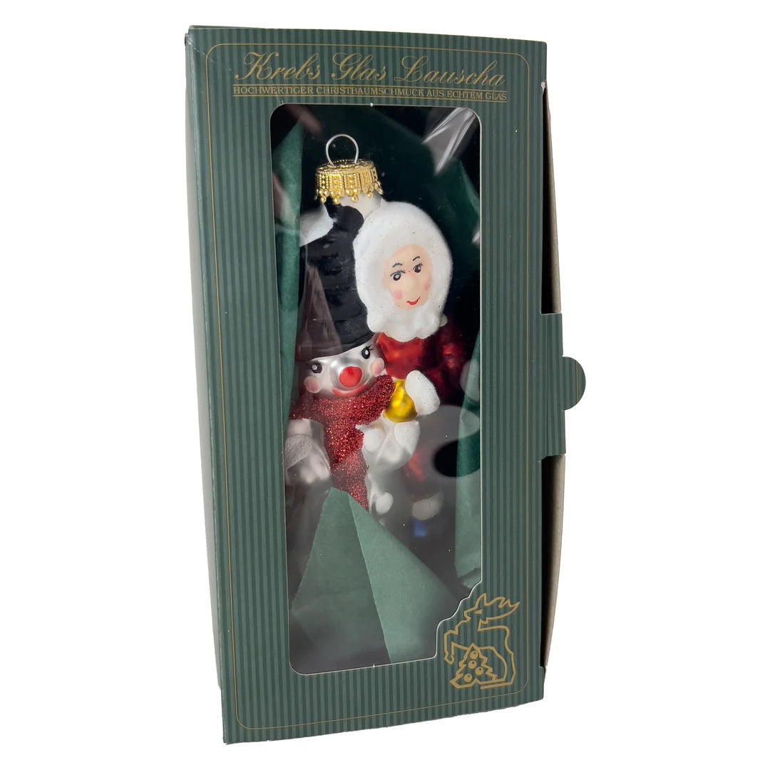 Ukrainian Snowman with Child, White/ Red, Figurine Christmas Ornament - Holiday Corner