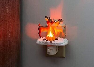 5.25 Inch Tall Rudolph Clarice by Fire Nightlight Flicker Flame - Holiday Corner