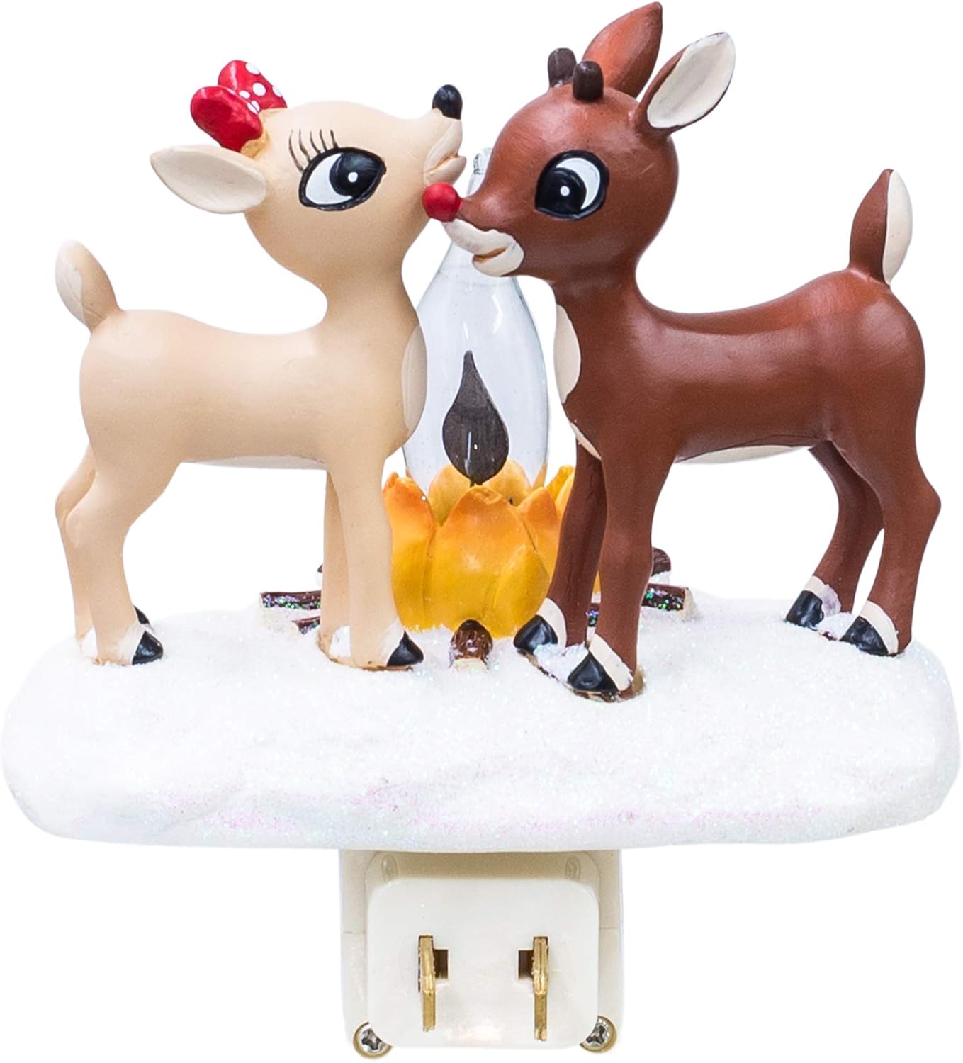 5.25 Inch Tall Rudolph Clarice by Fire Nightlight Flicker Flame - Holiday Corner