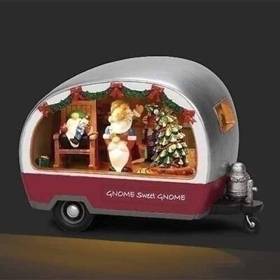 6" H MUS LED Gnomes in Trailer Lantern - Holiday Corner