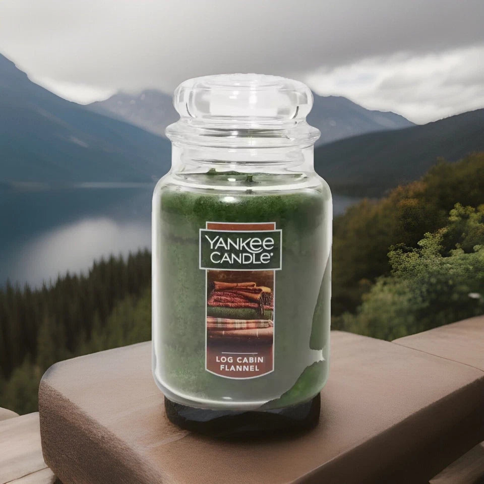 Yankee Candle Log Cabin Flannel Large 22oz Jar Candle New - Holiday Corner